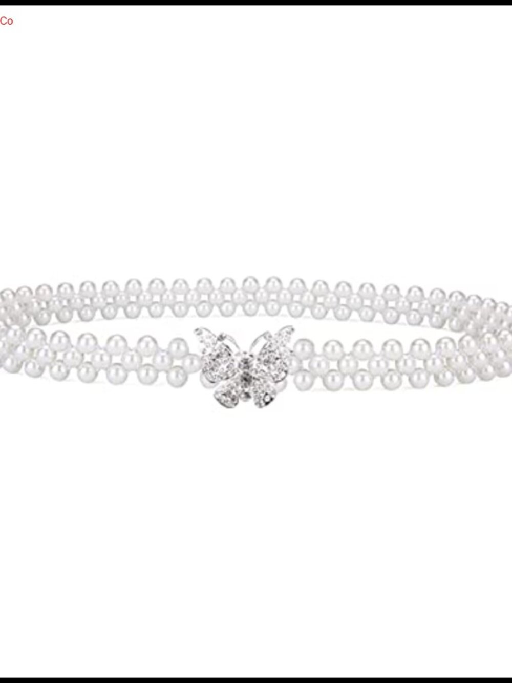 Rhinestone Pearl Elastic Butterfly Belt Wedding Bridal Sash